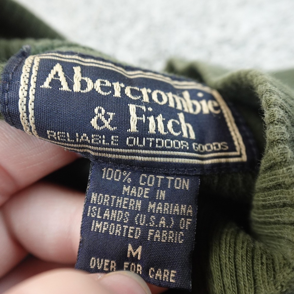 VTG Abercrombie Fitch Sweater Mens M Green Mock Neck Knit Pullover 90s Y2K USA - Picture 5 of 9
